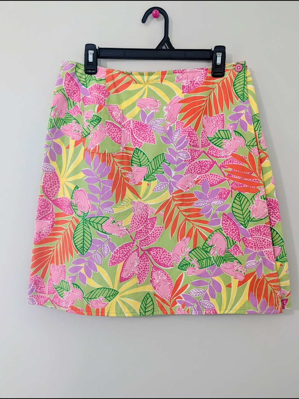 Lilly Pulitzer Reversible Tropical Frog Skirt Size 10 Cotton Patchwork
